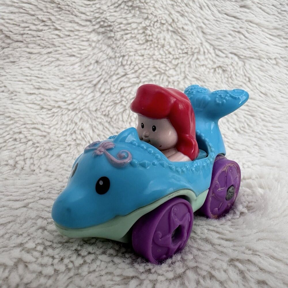 Little People Wheelies Disney Princess Ariel Mermaid Dolphin Car Figure